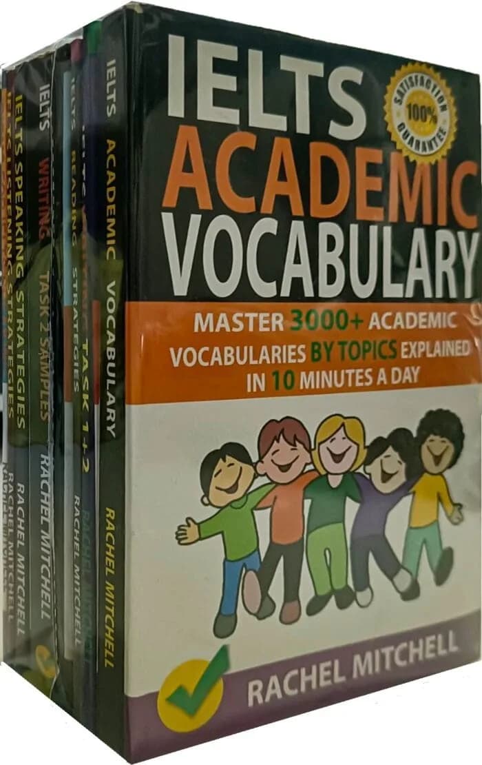 Rachel Mitchell IELTS Bundle : IELTS Academic Vocabulary, IELTS Writing Task 1+2, IELTS Reading Strategies, IELTS Writing Task 2 Samples, IELTS Speaking Strategies, IELTS Listening Strategies, Idioms IELTS Speaking