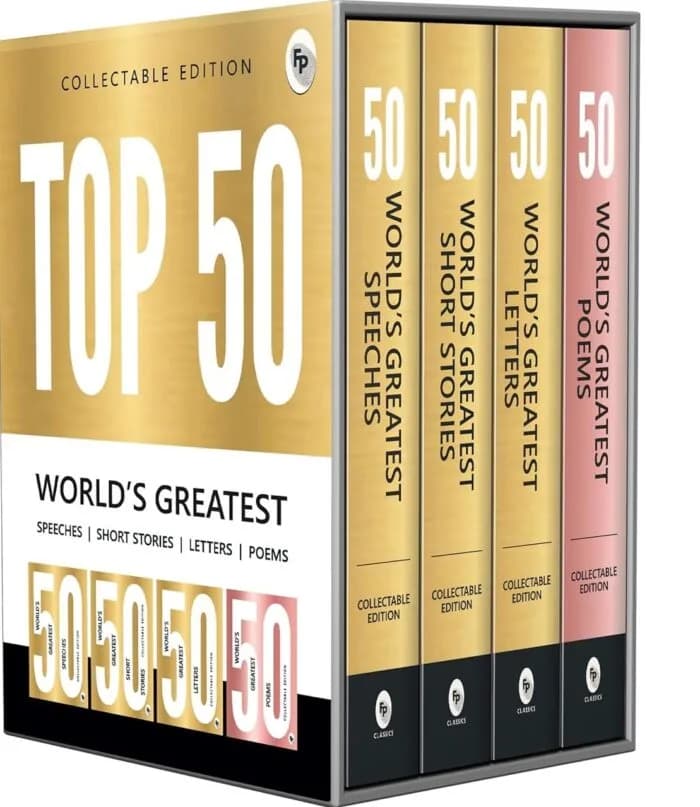 Top 50 World’s Greatest Short Stories, Speeches, Letters & Poems, COLLECTABLE EDITION (Box Set Of 4 Books)